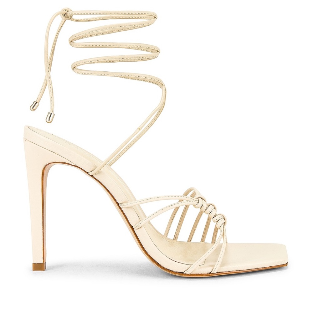 SCHUTZ Cream Strappy Heels with Ankle Wrap